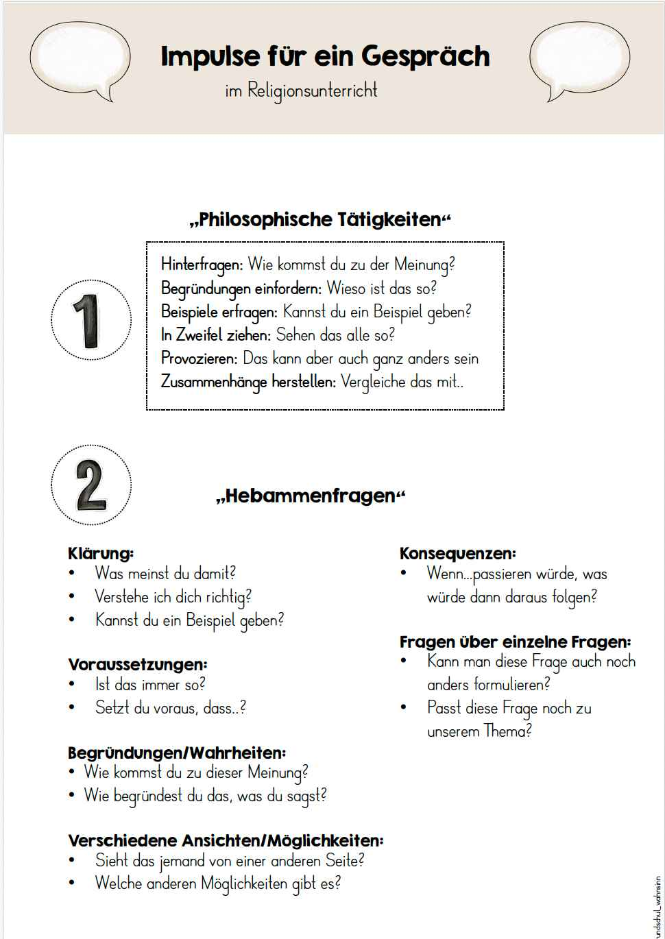 Impulse für Gesprächsführung im RU