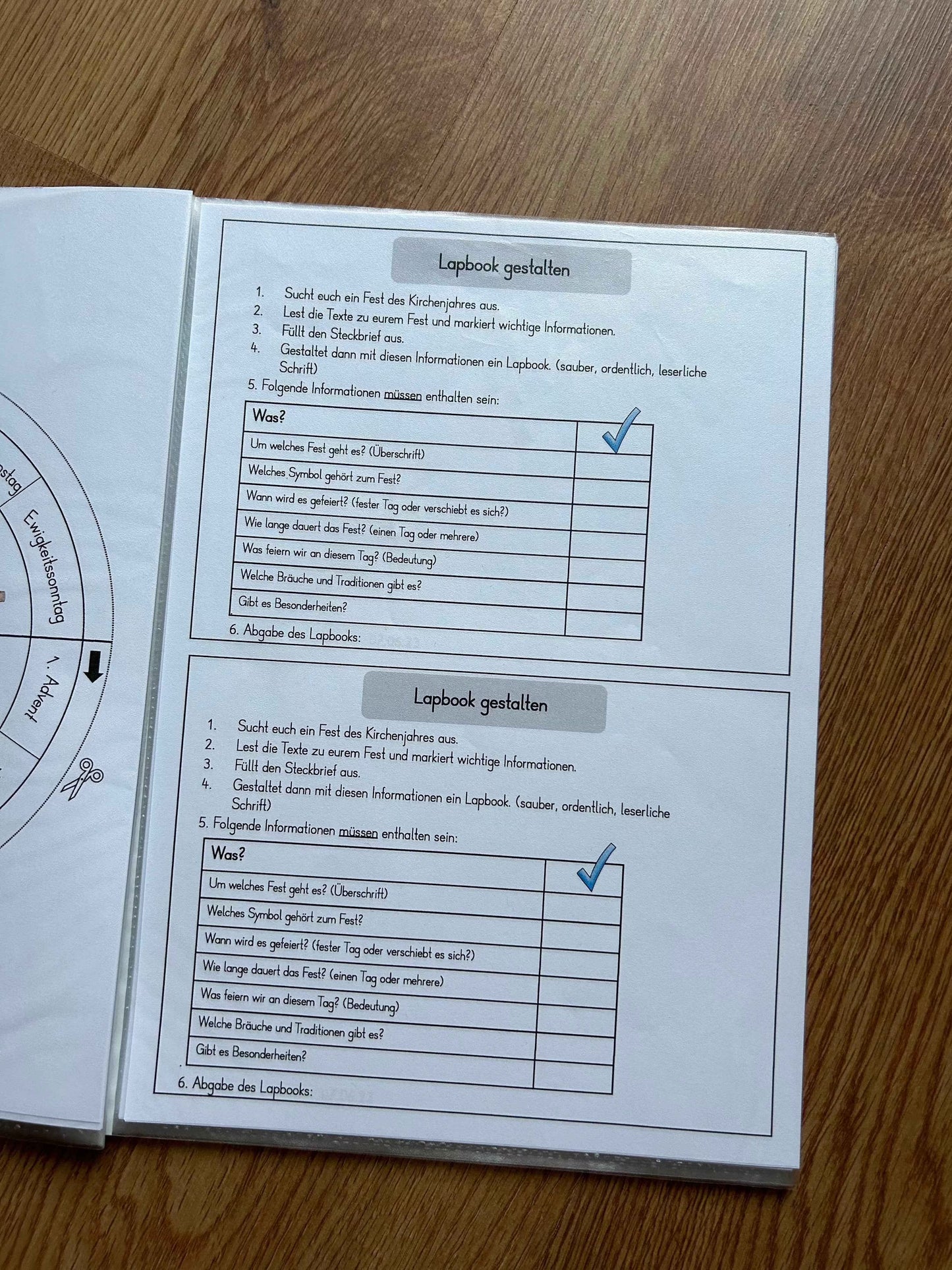 Feste im Kirchenjahr - ein Lapbook