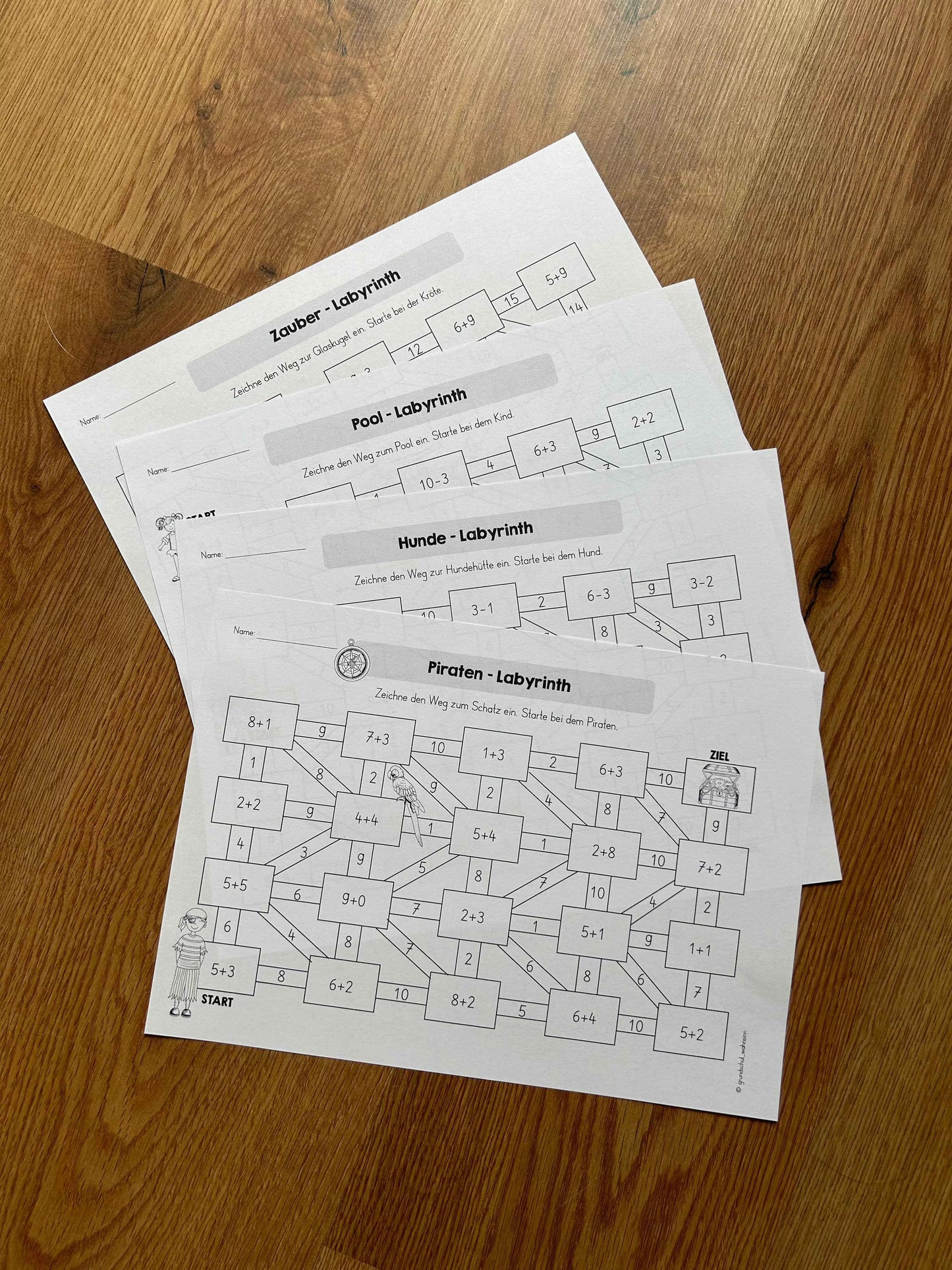 Rechen - Labyrinthe Kl.1