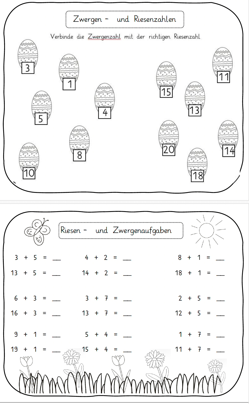 Matheaufgaben Klasse 1