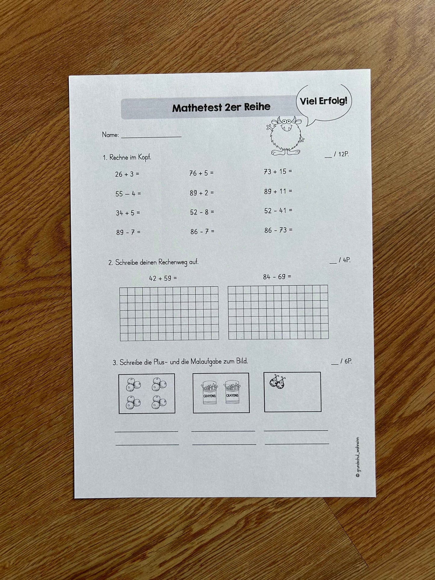 Mathetest: Einführung Multiplikation & 2er Reihe