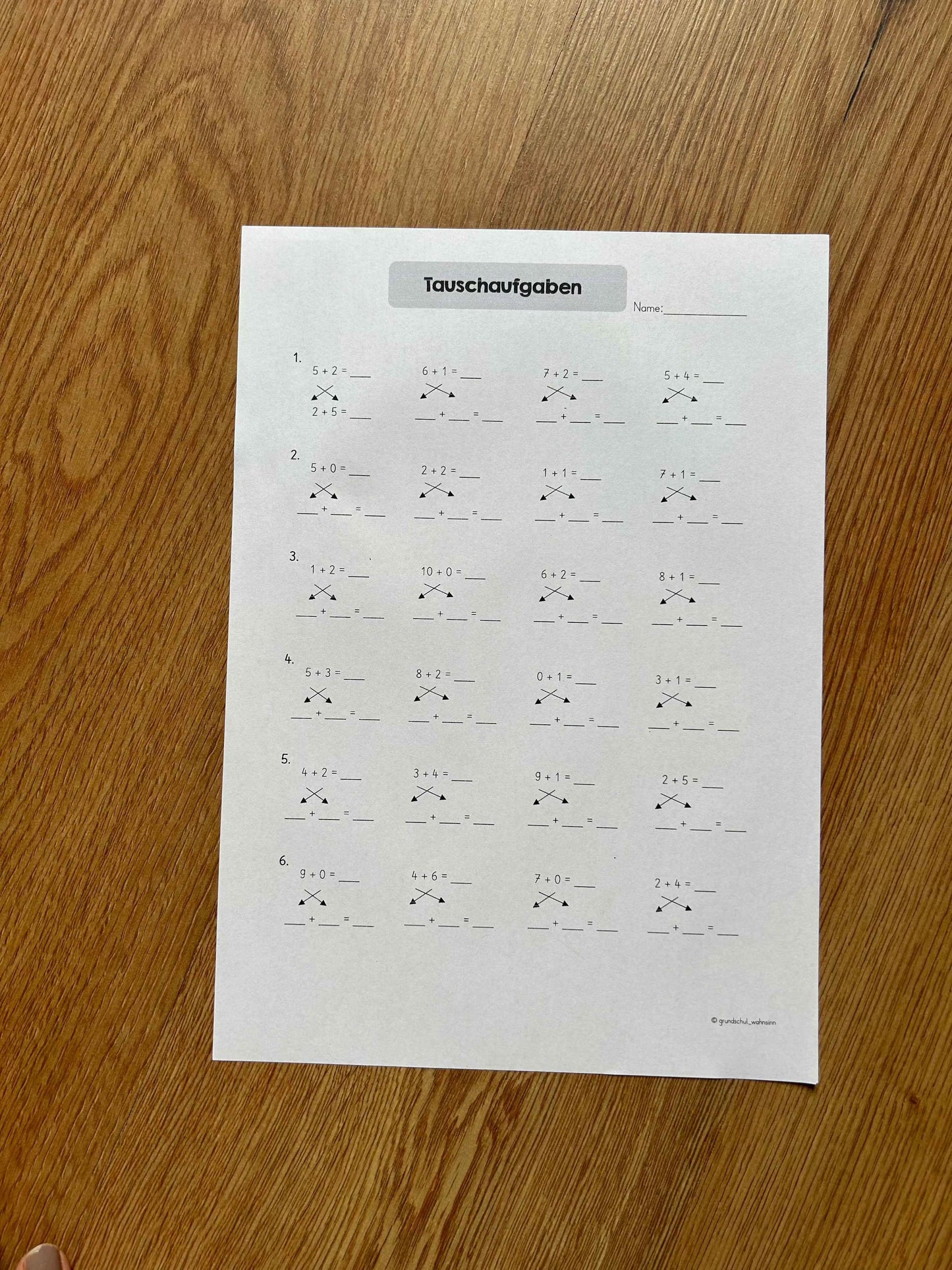 Tauschaufgaben Zahlenraum10