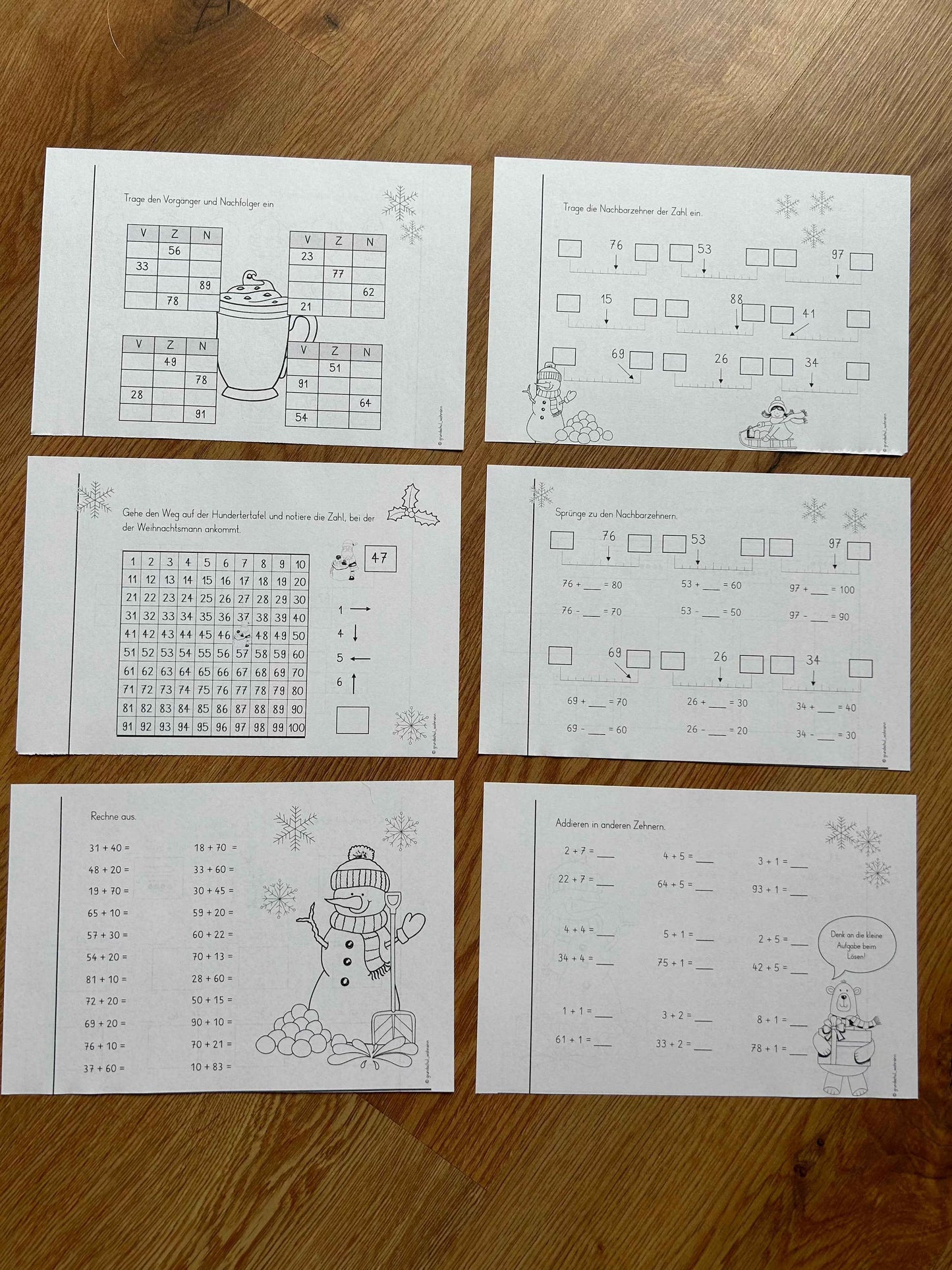 Winter Mini-Heft - Klasse 2 (Mathe)