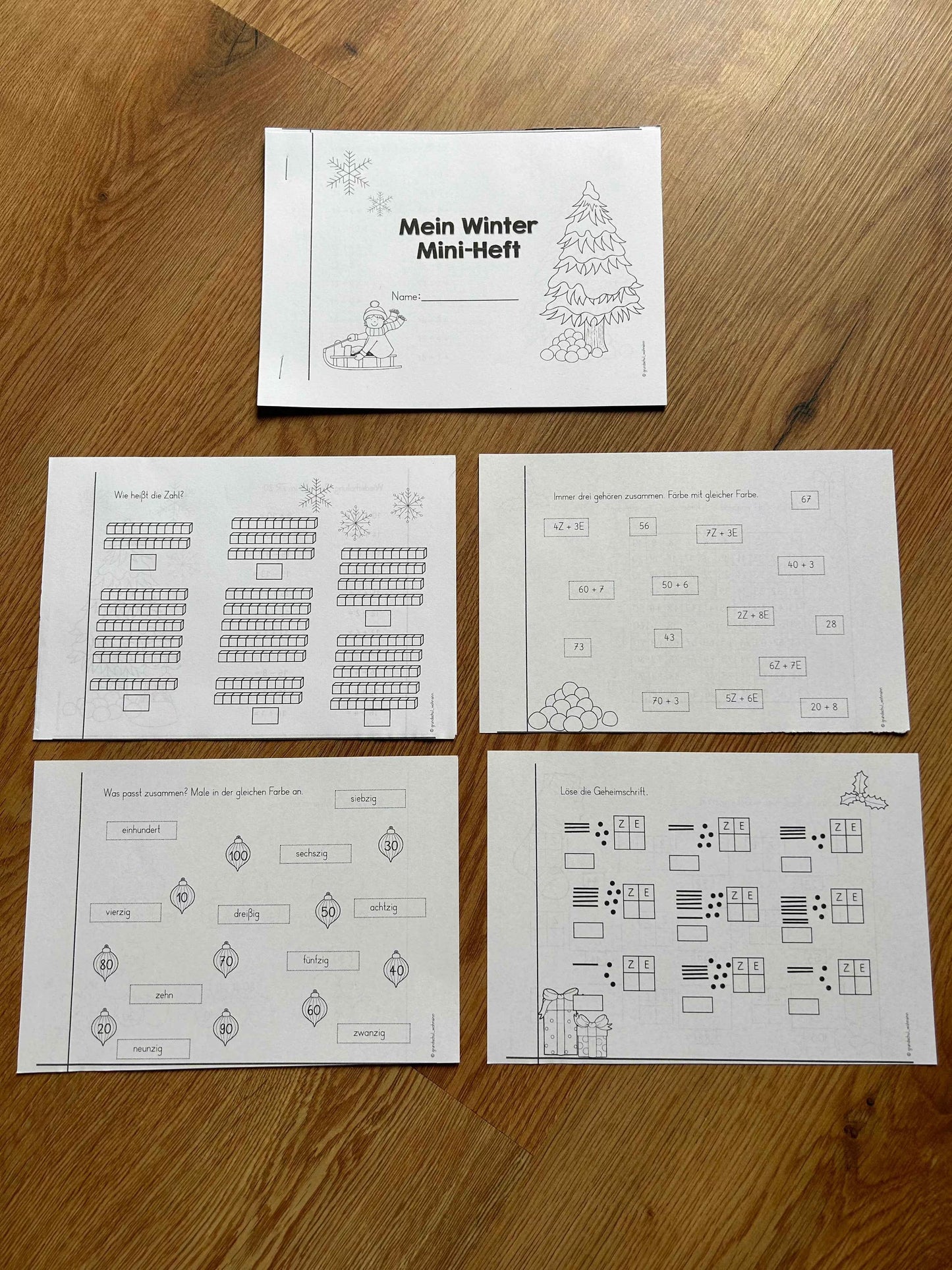 Winter Mini-Heft - Klasse 2 (Mathe)