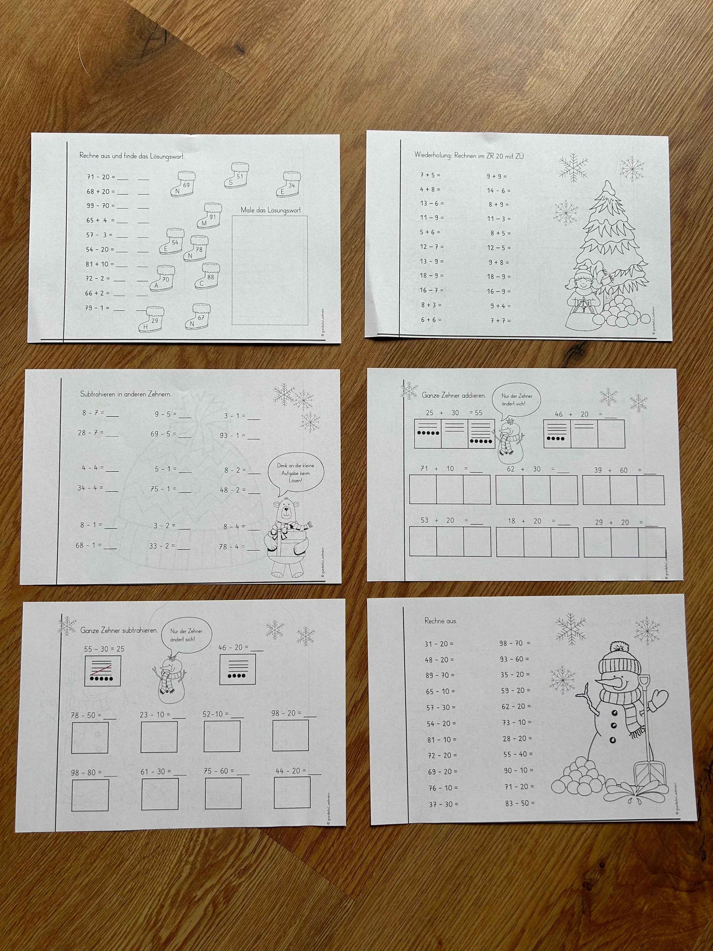 Winter Mini-Heft - Klasse 2 (Mathe)