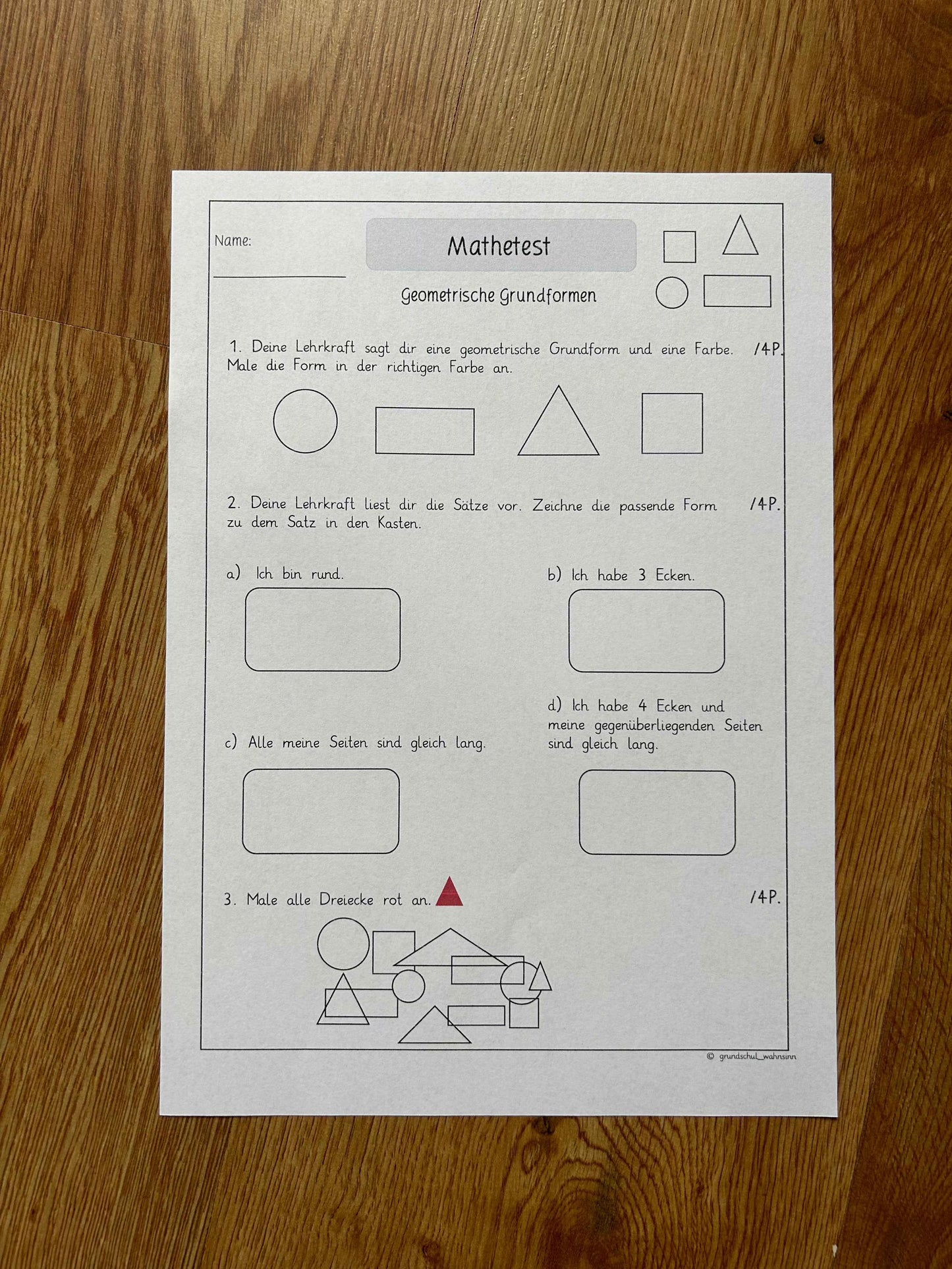 Geometrische Formen - Expertenheft & Test