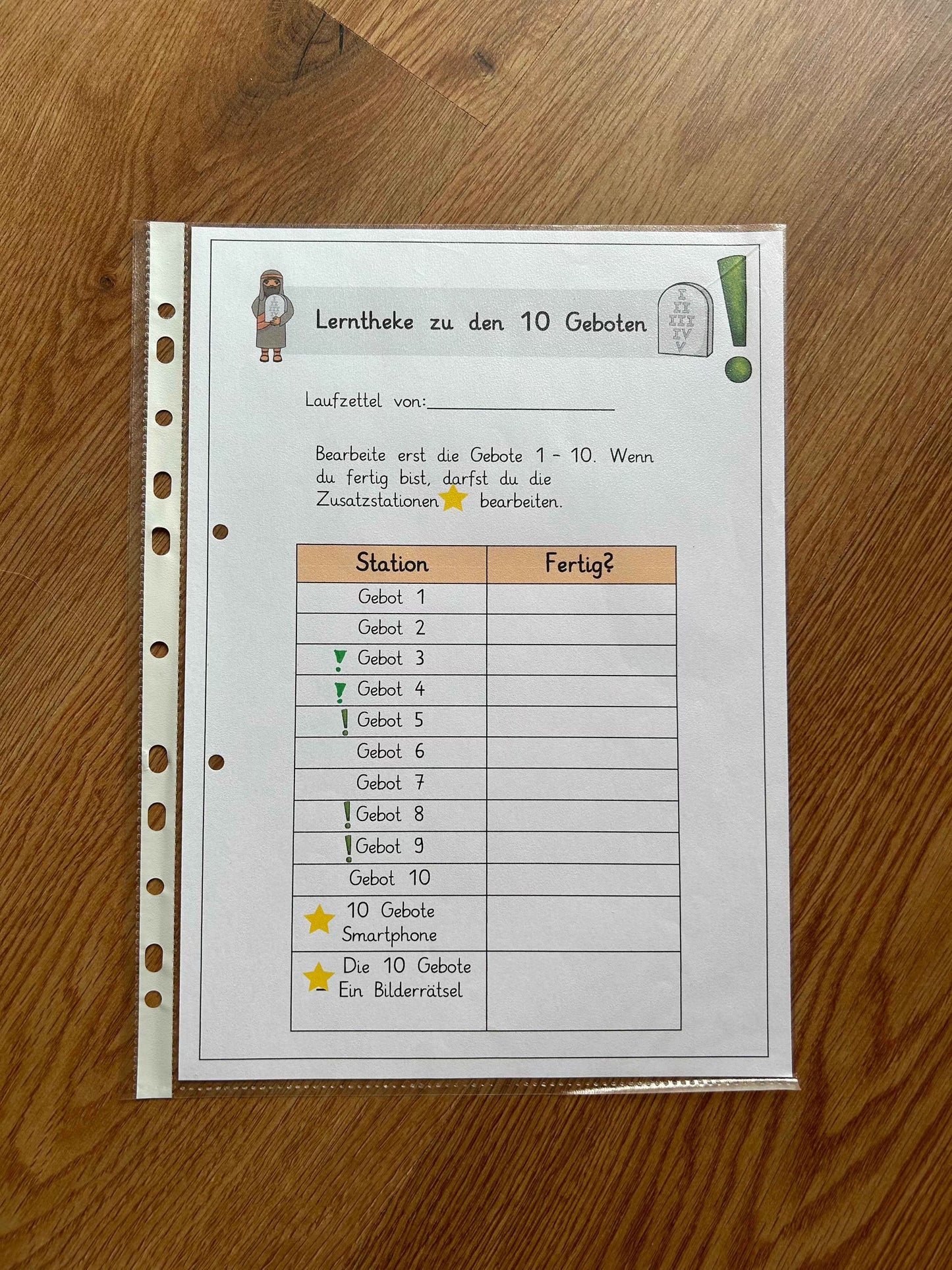 Die 10 Gebote - Lerntheke