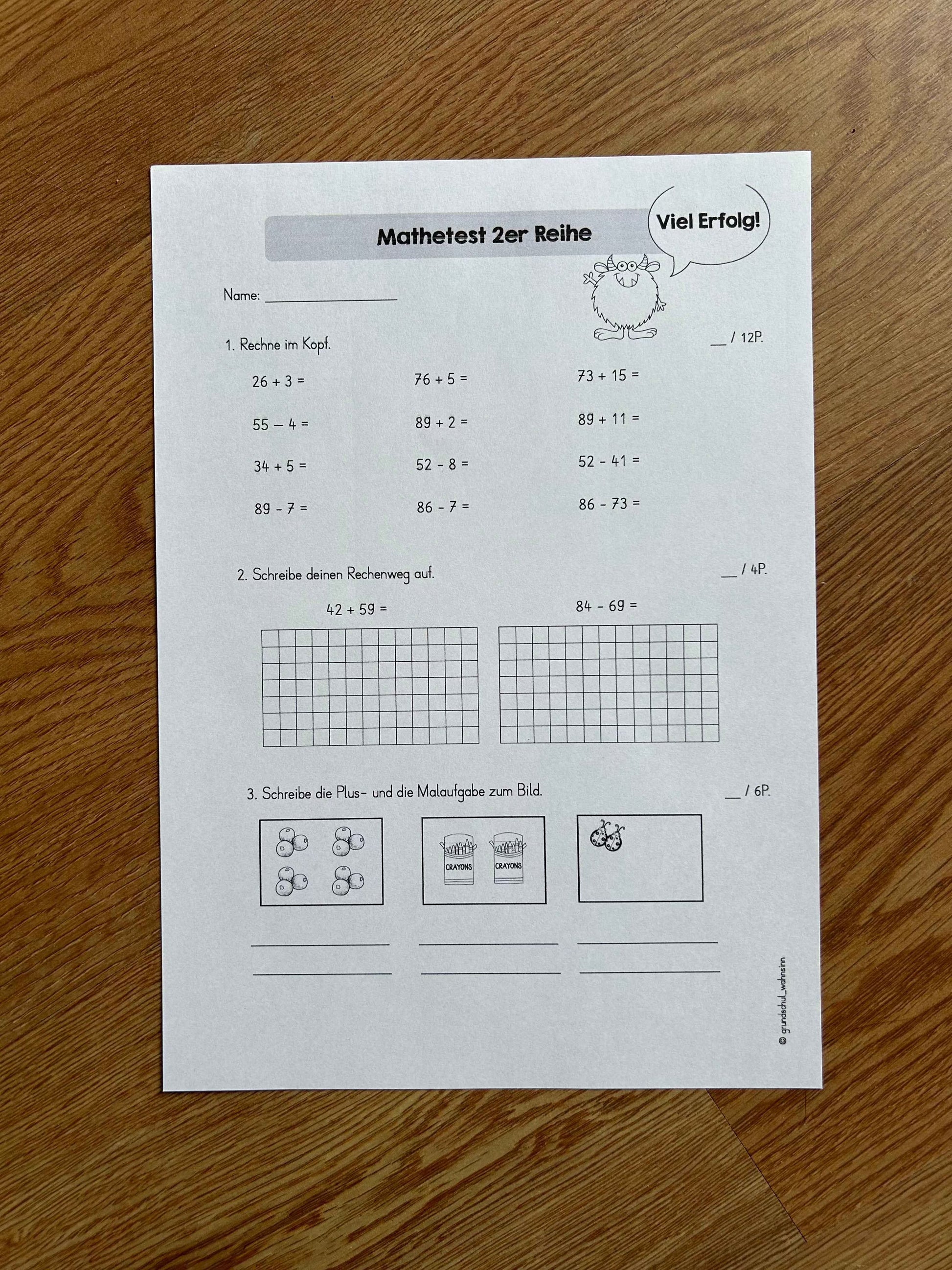 Mathetest: Einführung Multiplikation & 2er Reihe