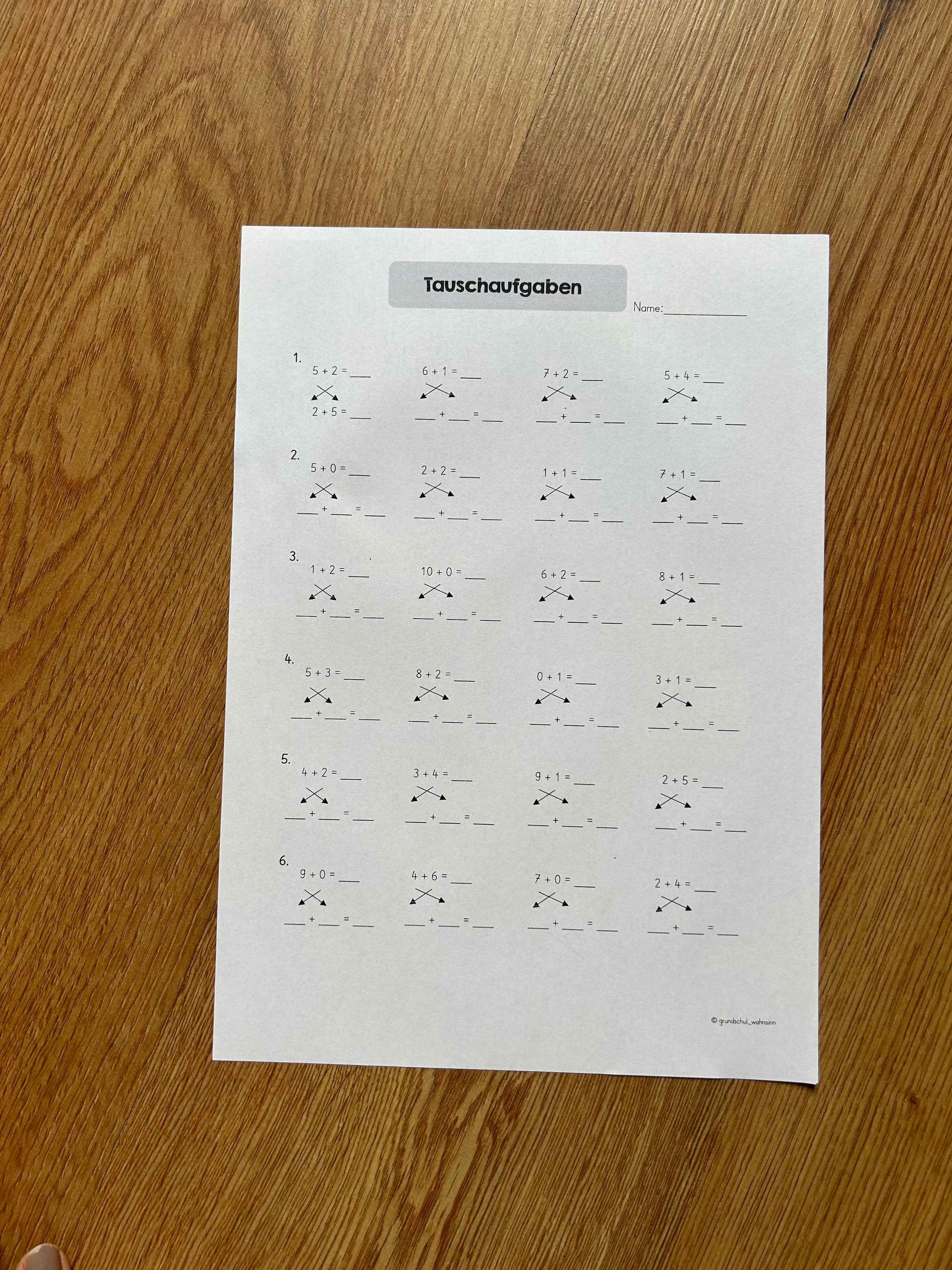 Tauschaufgaben Zahlenraum10