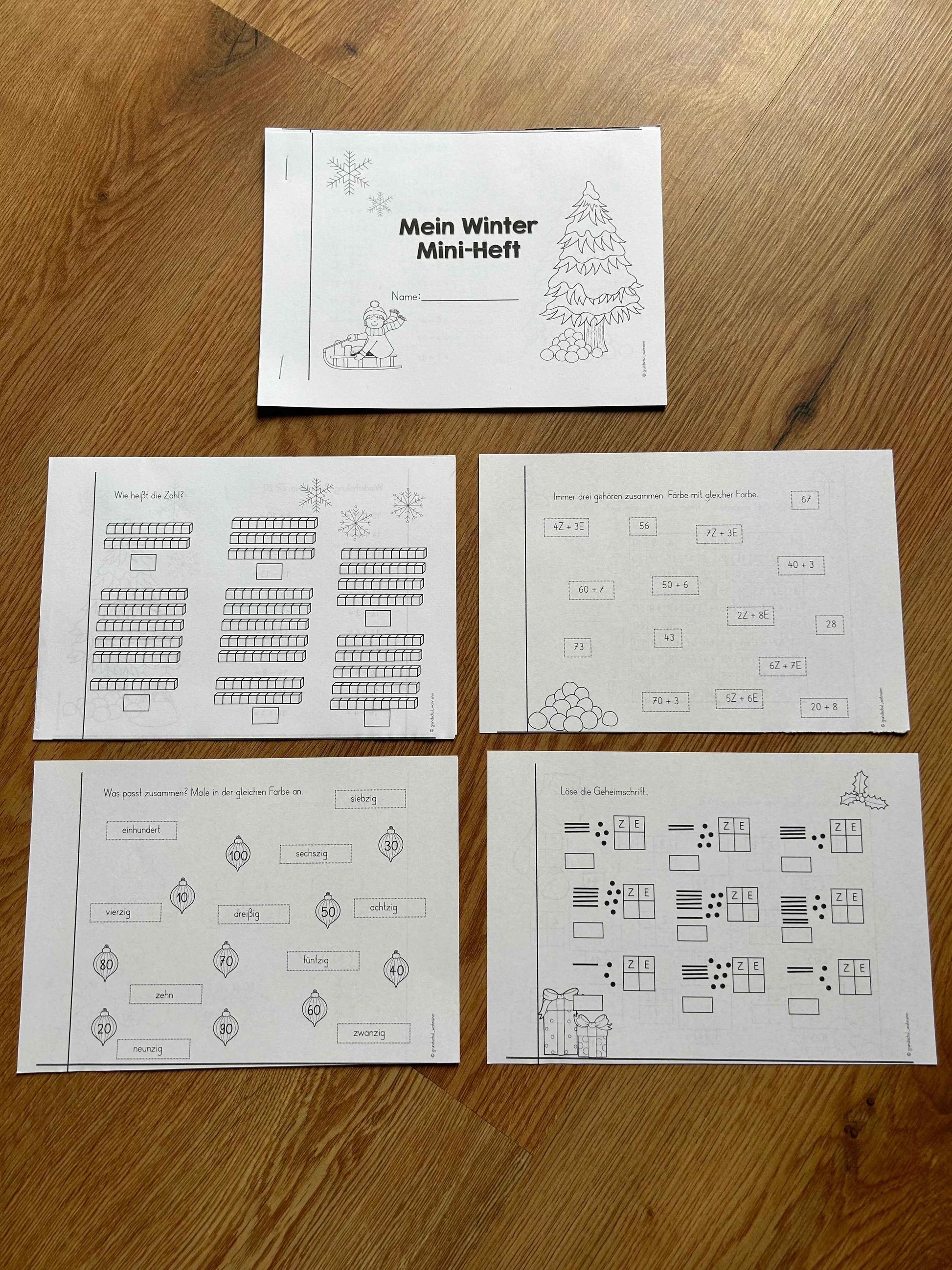 Winter Mini-Heft - Klasse 2 (Mathe)