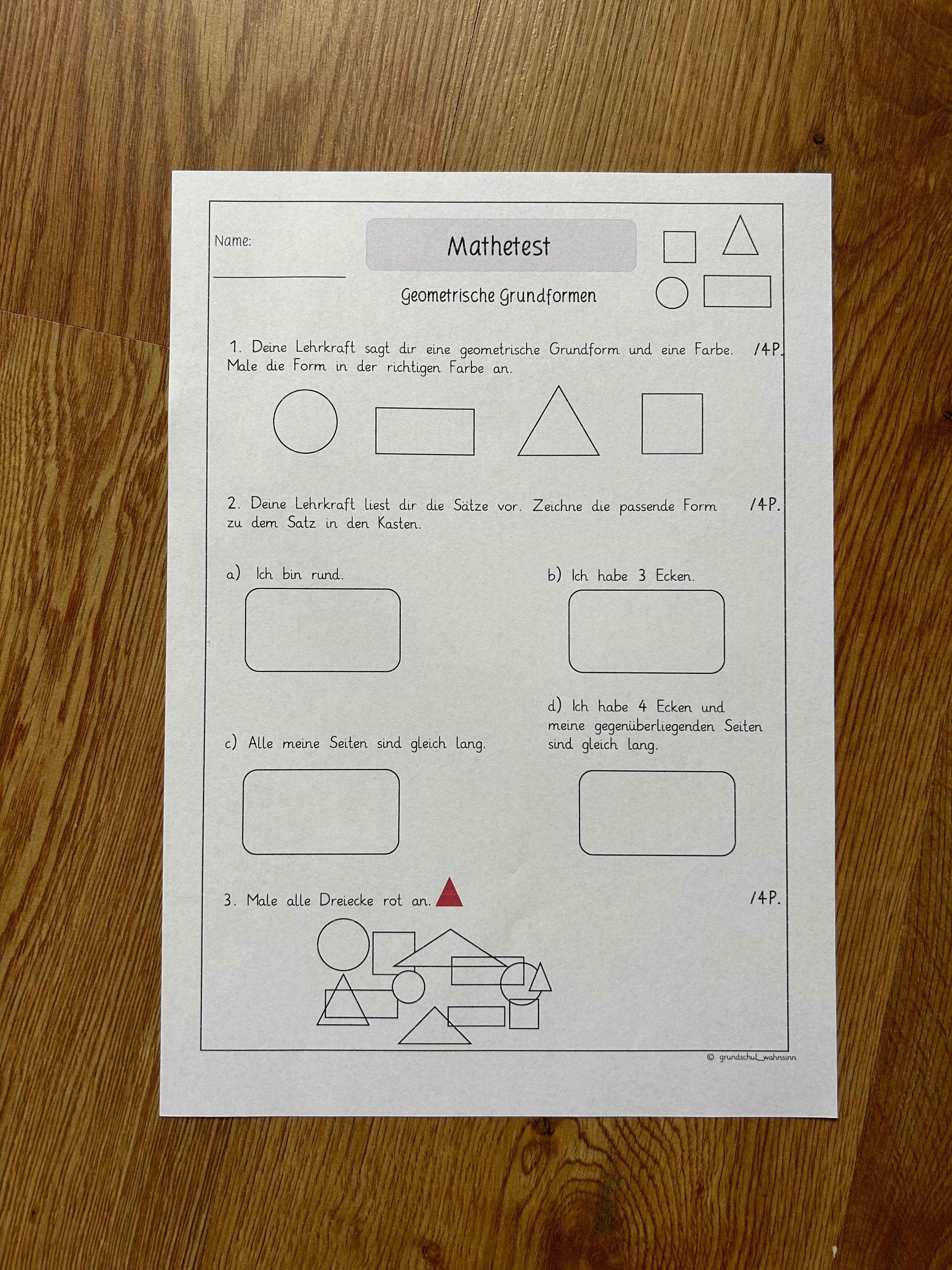 Geometrische Formen - Expertenheft & Test